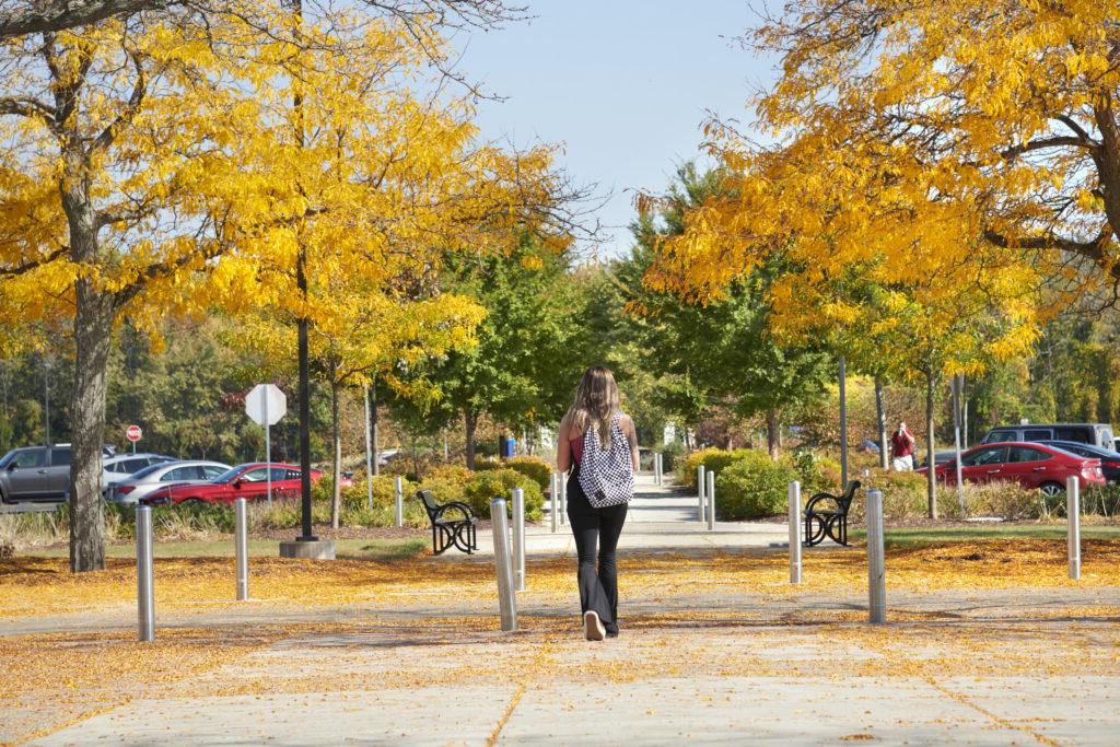 Person walking on campus